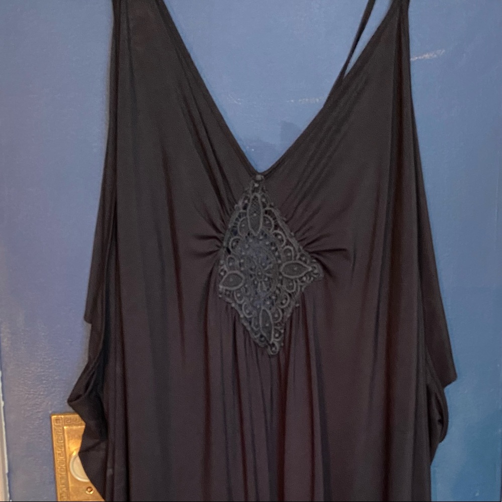 Long floor length jersey black night gown